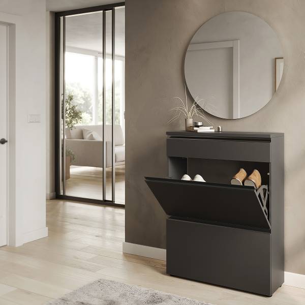 Halmeubelset Baldone 2-delig 80 cm grafietkleurig