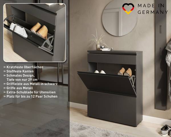 Halmeubelset Baldone 2-delig 80 cm grafietkleurig