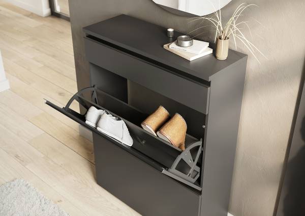 Halmeubelset Baldone 2-delig 80 cm grafietkleurig