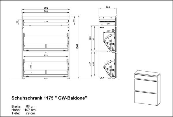 Schuhkipper Baldone Graphit