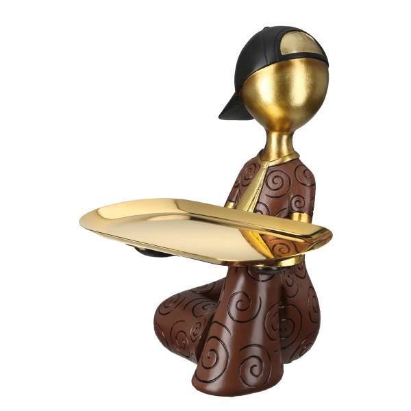 Figura Ballonjunge Vassoio Marrone - Resina sintetica - 23 x 24 x 13 cm