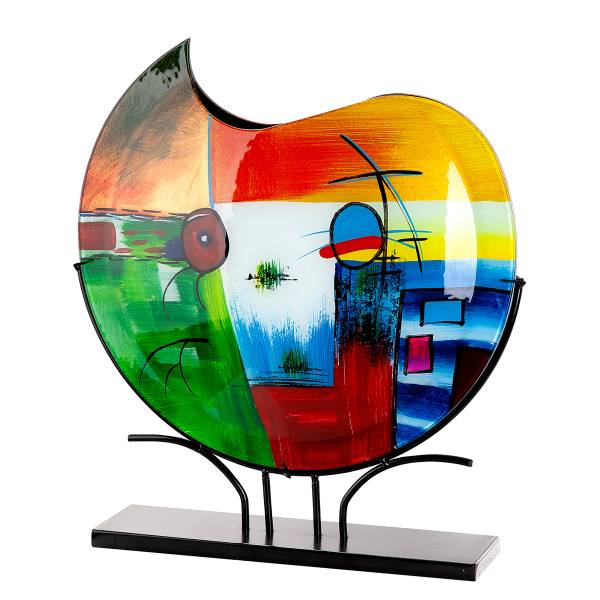 Vaso da terra rotondo Milano Multicolore - Ferro - Vetro colorato - 50 x 48 x 11 cm