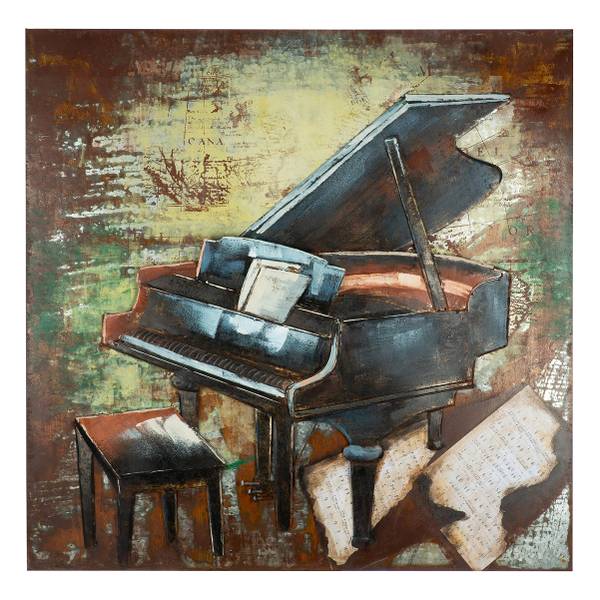 Tableau déco Grand Piano Multicolore - Fer - 100 x 100 x 5 cm