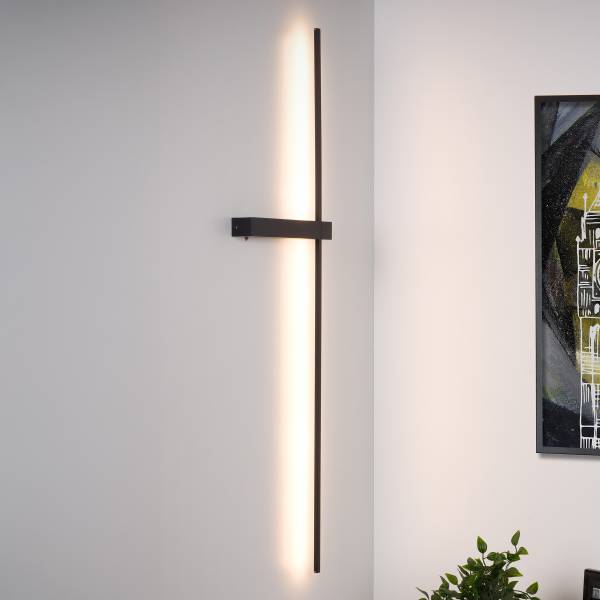 Wandleuchte Segin Aluminium - Schwarz - Tiefe: 90 cm