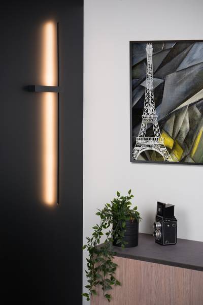 Wandleuchte Segin Aluminium - Schwarz - Tiefe: 90 cm