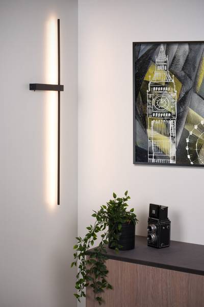 Wandleuchte Segin Aluminium - Schwarz - Tiefe: 90 cm