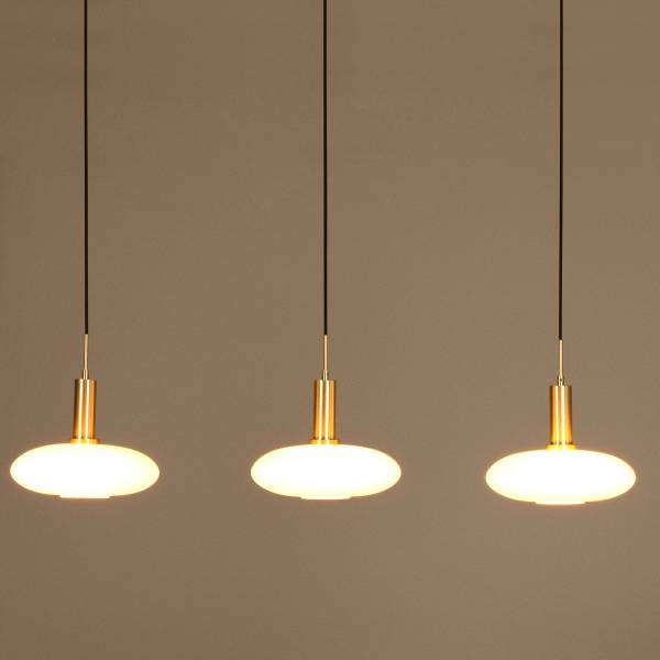 Pendelleuchte Singala Typ B Opalglas - Schwarz / Gold