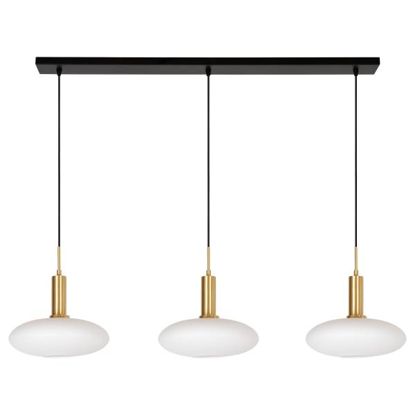 Pendelleuchte Singala Typ B Opalglas - Schwarz / Gold