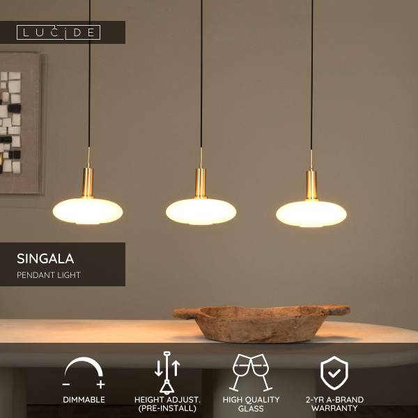 Pendelleuchte Singala Typ B Opalglas - Schwarz / Gold