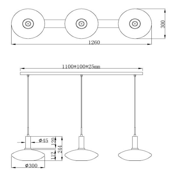 Pendelleuchte Singala Typ B Opalglas - Schwarz / Gold