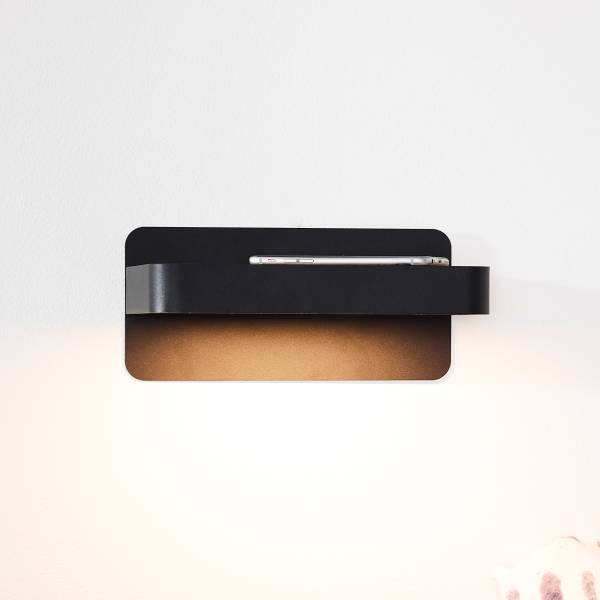 LED Wandleuchte Atkin Eisen - Schwarz