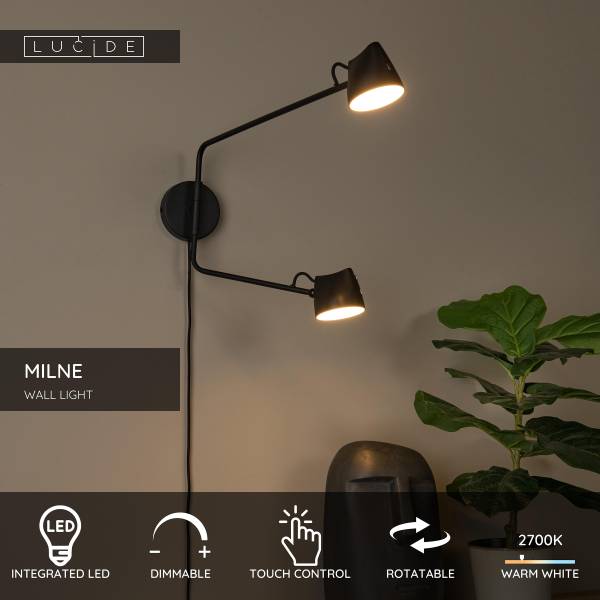 LED Wandleuchte Milne Typ B Eisen - Schwarz