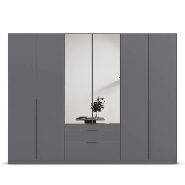 Drehtürenschrank Alabama - Grauspiegel A Graumetallic - Breite: 271 cm - Grau