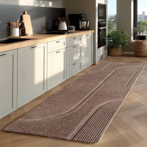 Tappeto a pelo corto Pompei 1612 Microfibra / cotone - Beige - 80 x 150 cm