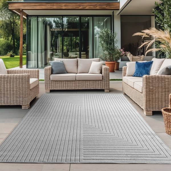 Kurzflorteppich Nova 1202 Polypropylen - Silber - 140 x 200 cm