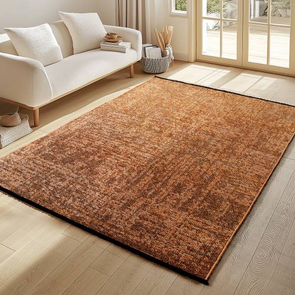 Kurzflorteppiche Space 1900 Chenille / Baumwolle - Kupfer - 200 x 290 cm