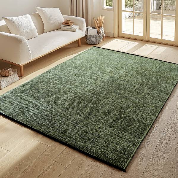 Tapis poils courts Space 1900 Chenille / coton - Vert - 160 x 230 cm