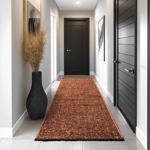 Kurzflorteppiche Space 1900 Chenille / Baumwolle - Kupfer - 80 x 150 cm
