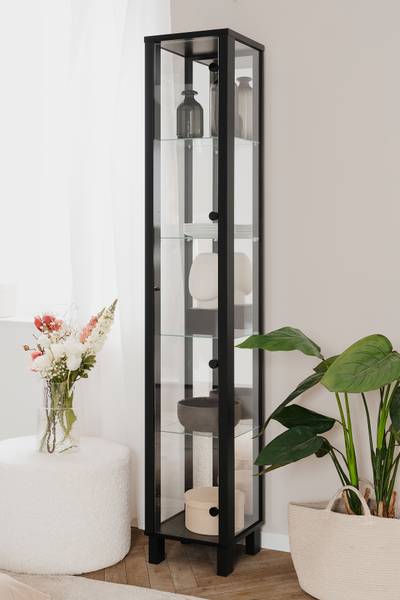 Vitrine Euglo Glas - Schwarz - Breite: 33 cm
