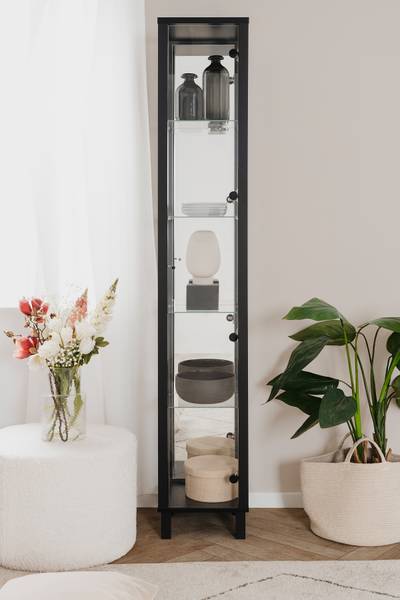Vitrine Euglo Glas - Schwarz - Breite: 33 cm