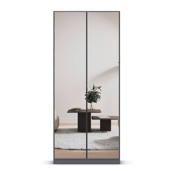 Draaideurkast Alabama - grijze spiegel B metallic grijs - Breedte: 91 cm - basic - grijs