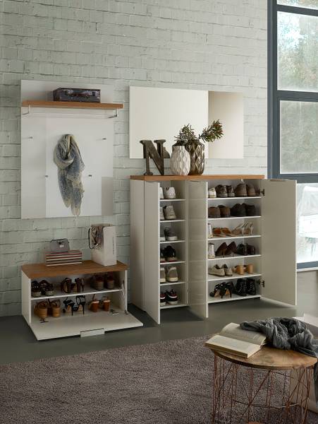 Halmeubelset Tiroua 3-delig hoogglans wit/eikenhouten look