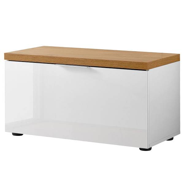 Halmeubelset Tiroua 3-delig hoogglans wit/eikenhouten look