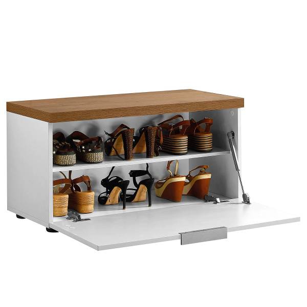 Halmeubelset Tiroua 3-delig hoogglans wit/eikenhouten look