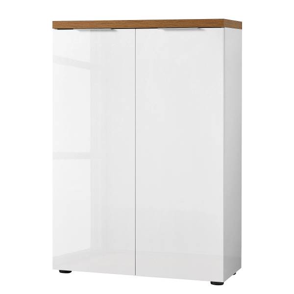 Halmeubelset Tiroua 3-delig hoogglans wit/eikenhouten look