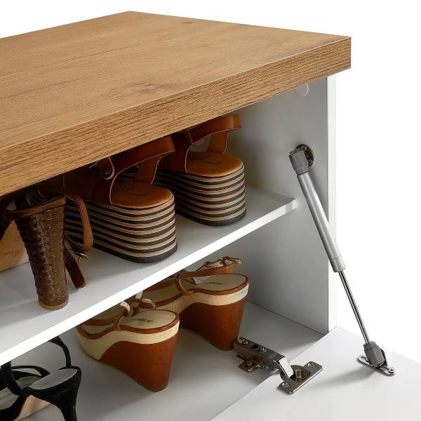 Halmeubelset Tiroua 3-delig hoogglans wit/eikenhouten look