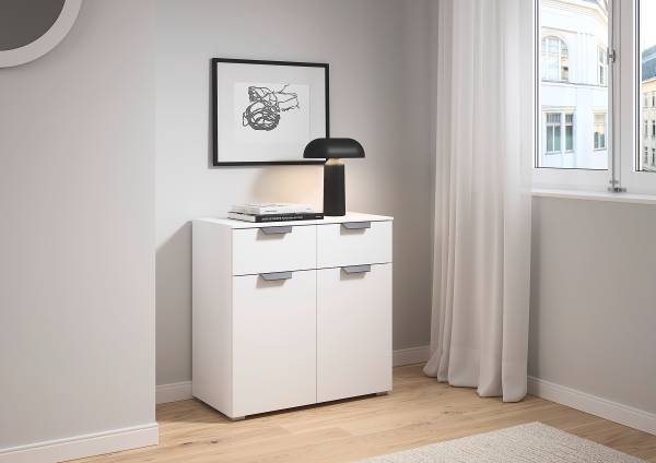 Commode Aditio avec 2 portes Blanc alpin - Gris