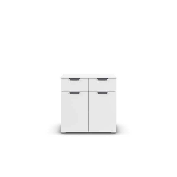 Commode Aditio avec 2 portes Blanc alpin - Gris