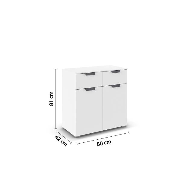 Commode Aditio avec 2 portes Blanc alpin - Gris