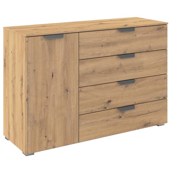 Comò con 1 anta Aditio Effetto quercia Artisan - Argento