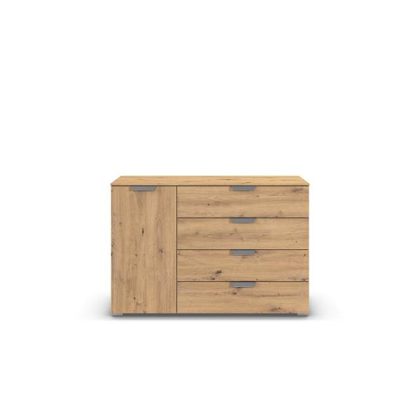 Comò con 1 anta Aditio Effetto quercia Artisan - Argento