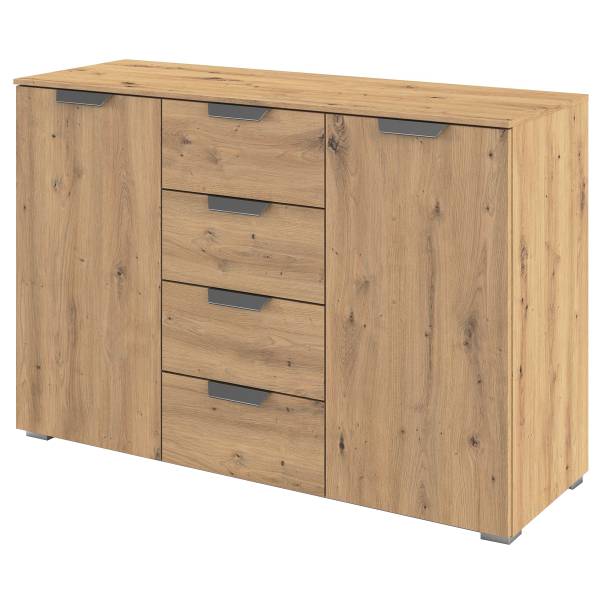 Comò con ante e cassetti Aditio Effetto quercia Artisan - Argento
