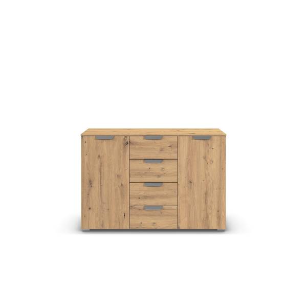 Comò con ante e cassetti Aditio Effetto quercia Artisan - Argento