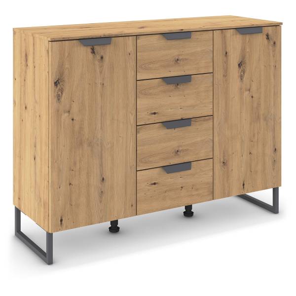 Commode Aditio avec portes & tiroirs Imitation chêne Artisan