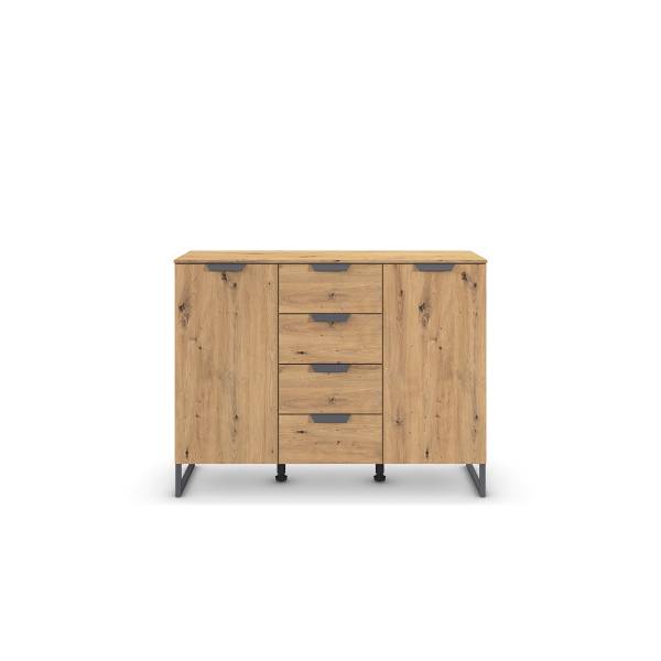 Commode Aditio avec portes & tiroirs Imitation chêne Artisan