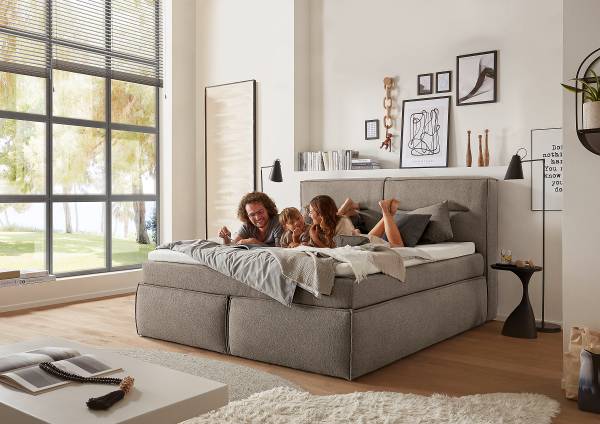 Lit boxspring Schillar Gris minéral - 180 x 200cm