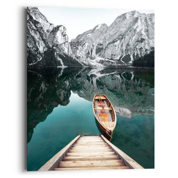 Wandbild Berg See MDF - Grün - 40 x 50 cm