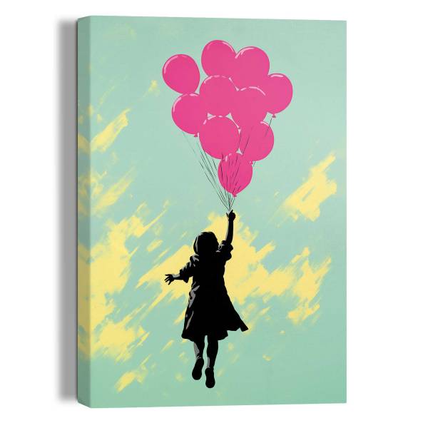Wandbild Balloons Up Polyester- Pink - 20 x 30 cm
