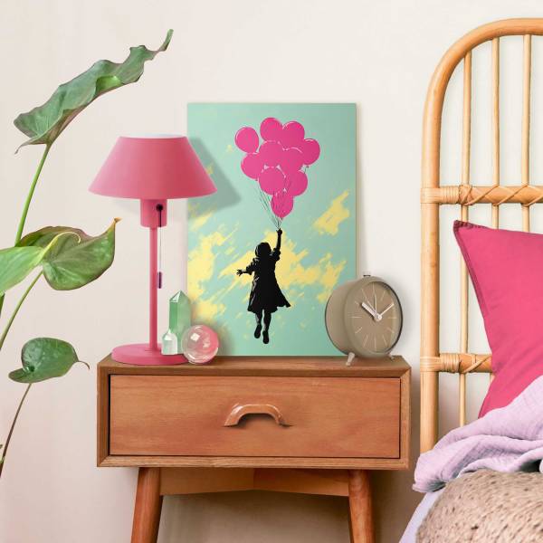 Wandbild Balloons Up Polyester- Pink - 20 x 30 cm