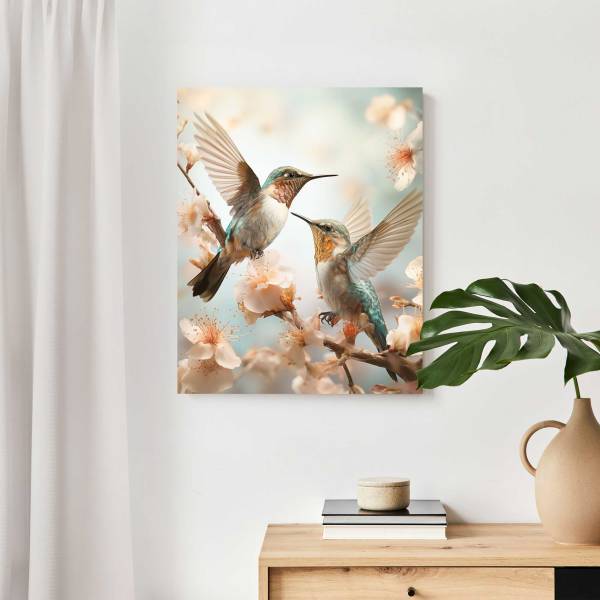 Wandbild Spring Birds MDF - Blau - 40 x 50 cm