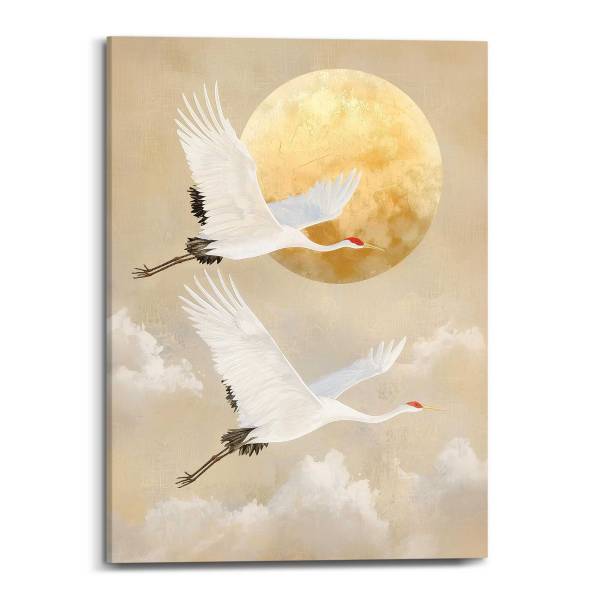 Leinwandbild Kräne Polyester- Beige - 50 x 70 cm