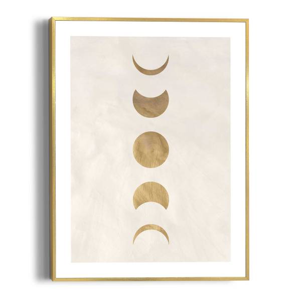 Gerahmtes Bild Moonphases MDF - Gold - 30 x 40 cm