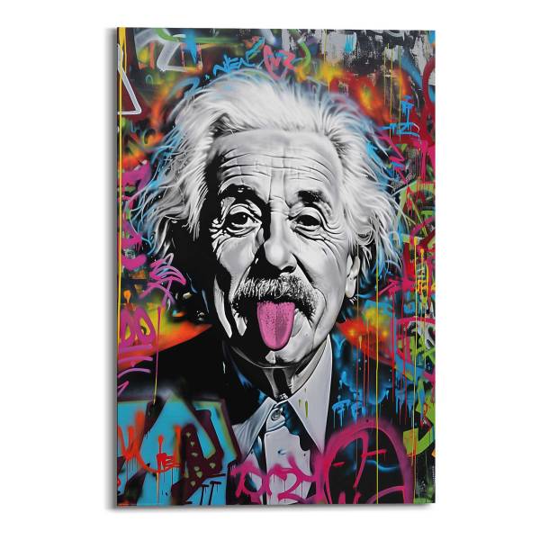 Wandbild Graffiti Einstein MDF - Mehrfarbig - 60 x 90 cm