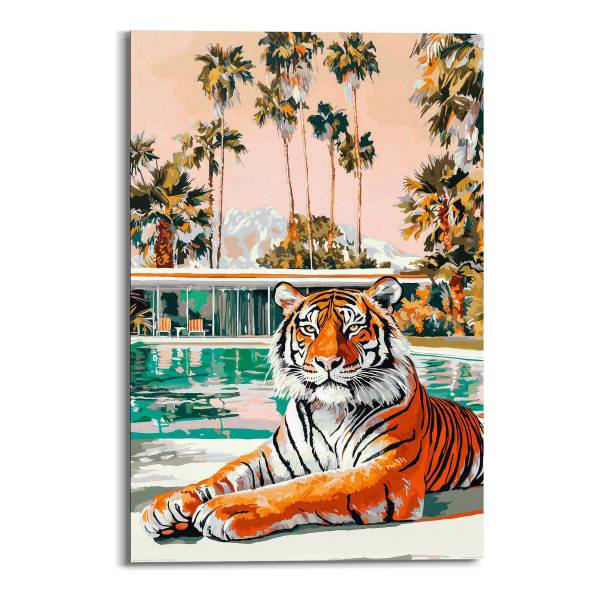 Wandbild Gemalter Tiger MDF - Mehrfarbig - 60 x 90 cm