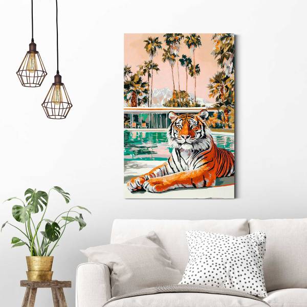 Wandbild Gemalter Tiger MDF - Mehrfarbig - 60 x 90 cm