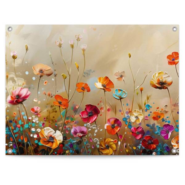 Outdoor-Poster Summer Flowers Polyester- Mehrfarbig - 60 x 80 cm